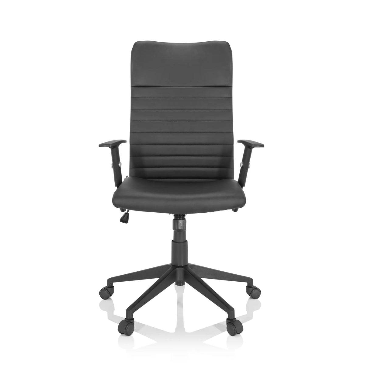 Sort Home Office kontorstol ARTON 30 med quiltet polstring og femhjulet fodkryds fra hjh OFFICE – 360-graders visning (forfra 0°)