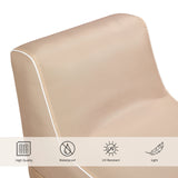 Beige materialedetalje af den Oppustelige Sofa Sitzolo Air med symboler for vandafvisning og UV-bestandighed fra hjh LIVING