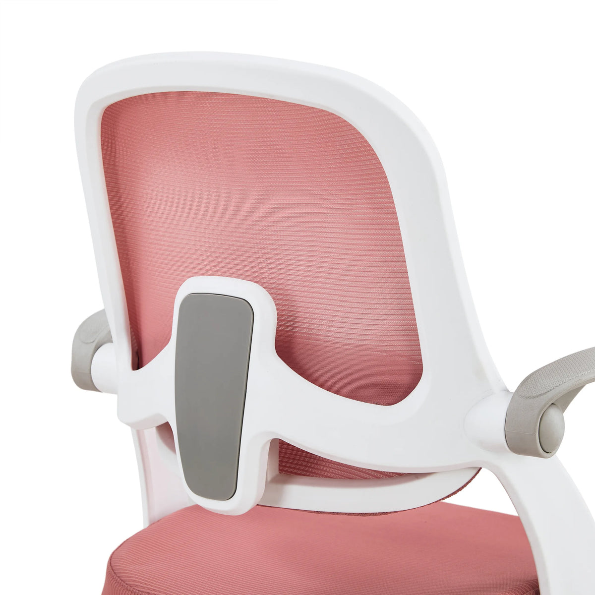Bagsiden af den lyserøde netryglæn med hvid ramme på Kiddy Smart Step drejestol til børn fra hjh OFFICE
