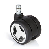 Sorte 5x ROLO GAME No-Noise 11mm/60mm stolehjul til hårde gulve med kromdetaljer fra hjh OFFICE – 360-graders visning (forfra 0°)