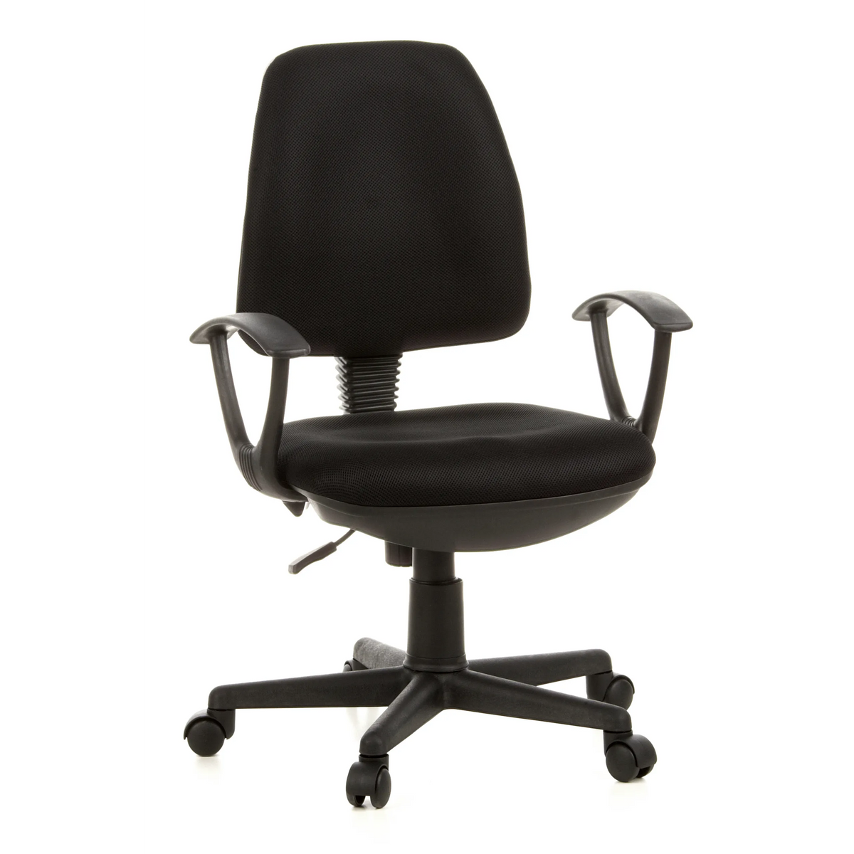 Sort Home Office kontorstol CITY 10 med netryg, armlæn og femstjernet fodkryds med hjul fra hjh OFFICE – 360-graders visning (forfra 20°)