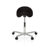 Sort Sadelskammel MOVE-TEC 3D PRO I med et fodkryds med fem hjul fra hjh OFFICE – 360-graders visning (forfra 0°)