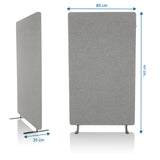 Maßansicht der Trennwand FLEXMIUT STAND mit 142 × 80 cm in Hellgrau von hjh OFFICE