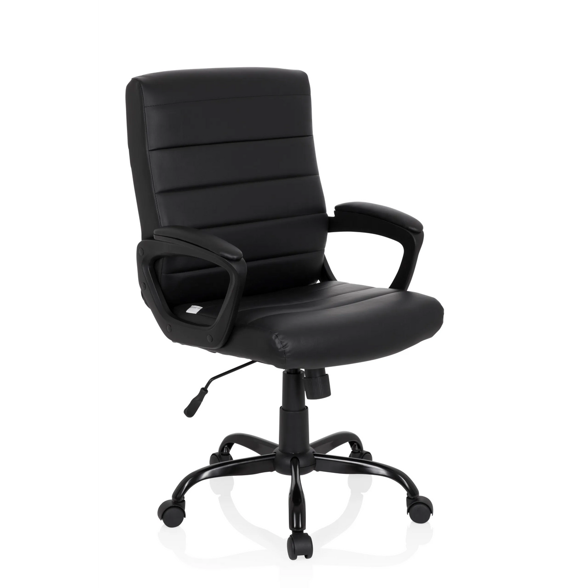 Sort Home Office chefstol ERGOSMOOTH BIG med quiltet polstring og femhjulet fodkryds fra hjh OFFICE – 360-graders visning (skråt forfra 40°)