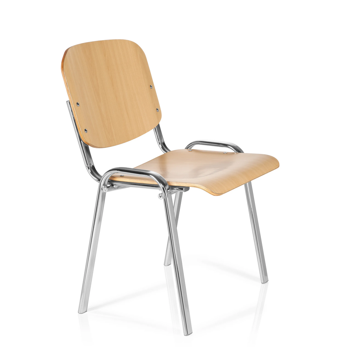 Stol med fire ben XT 600 C H i bøg med stel i krom fra hjh OFFICE – 360-graders visning (skråt forfra 60°)