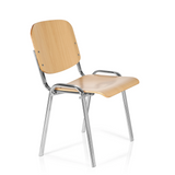 Stol med fire ben XT 600 C H i bøg med stel i krom fra hjh OFFICE – 360-graders visning (skråt forfra 60°)
