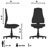 Teknisk tegning af Drejestol til børn KID COLORE med en maksimal belastning på 60 kg fra hjh OFFICE