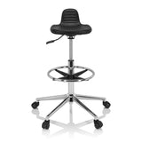 Sort Drejeskammel TOP WORK 03 I med fodring og femhjulet fodkryds fra hjh OFFICE – 360-graders visning (forfra 0°)