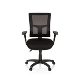 Sort Professionel chefstol IMPACT PRO med netryg og femstjernet fodkryds med hjul fra hjh OFFICE – 360-graders visning (forfra 0°)