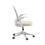 Beige Home Office kontorstol Naluro med netryglæn og hvide armlæn fra hjh OFFICE