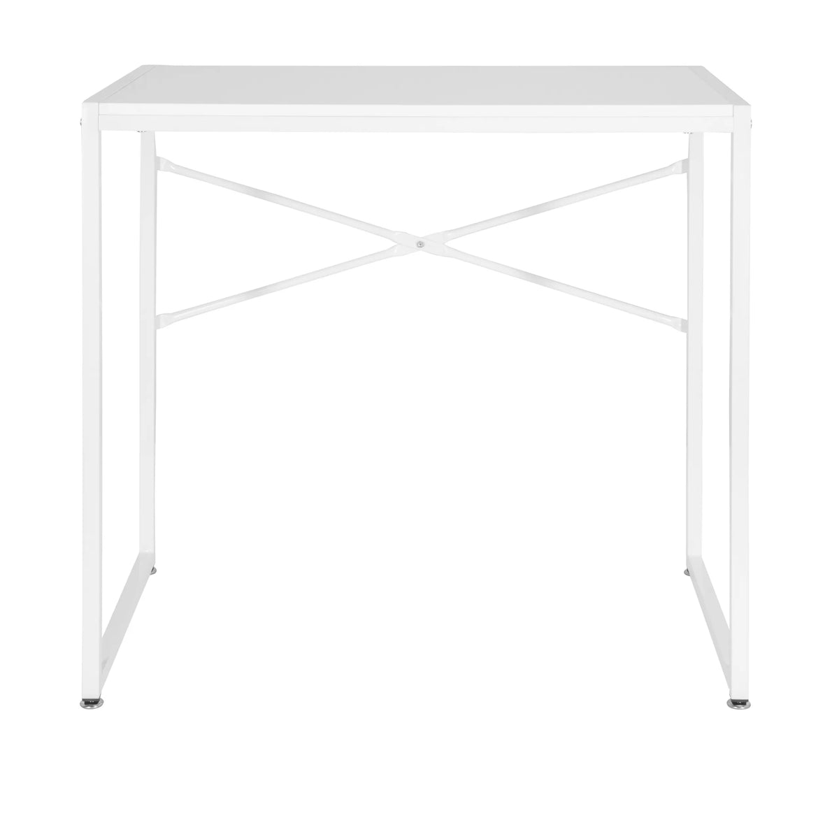 Hvidt skrivebord EASY UP H I med minimalistisk stel og en X-stiver fra hjh OFFICE – 360-graders visning (forfra 0°)