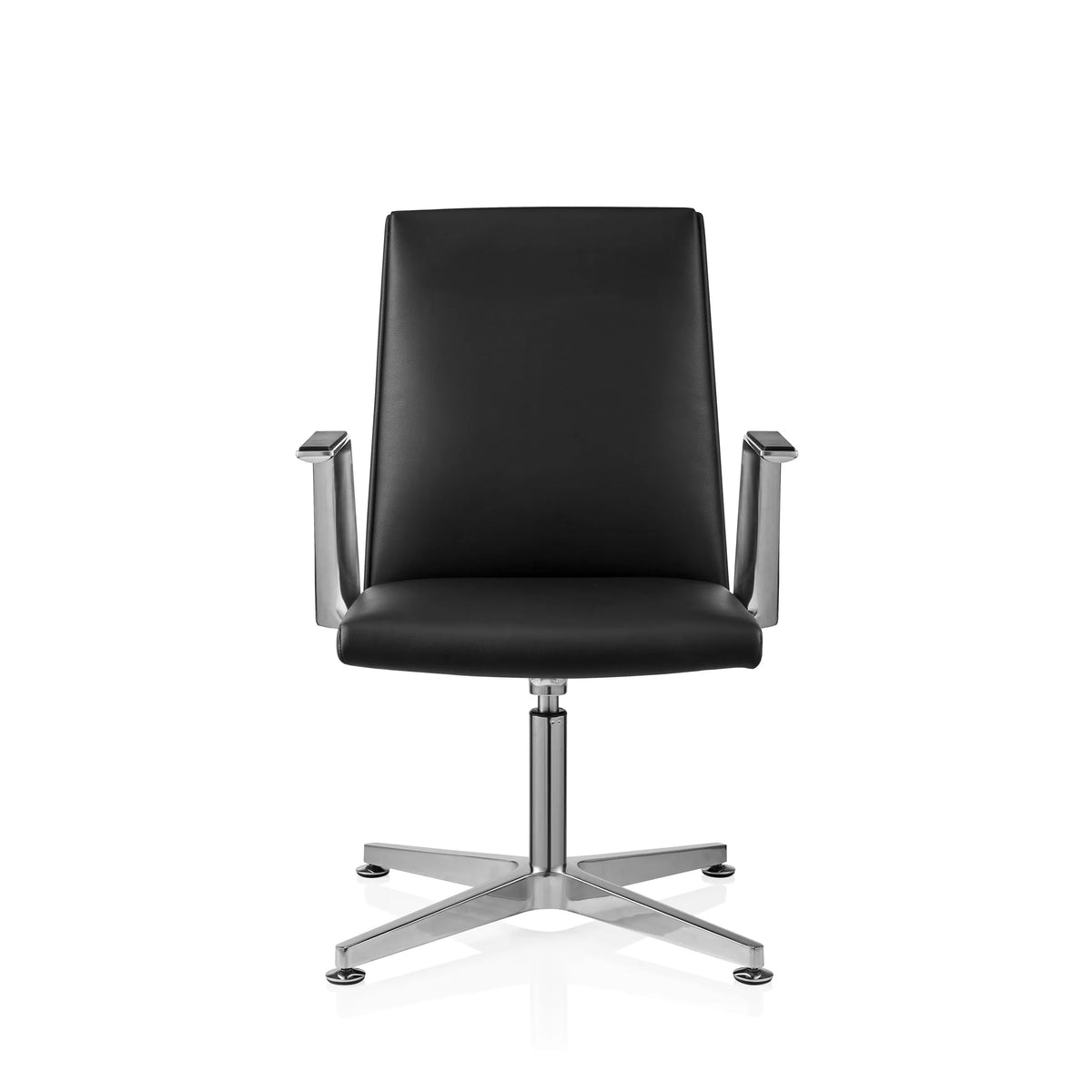 Sort gæstestol AMBASSADO V med armlæn og blank stjernefod fra hjh OFFICE – 360-graders visning (forfra 0°)