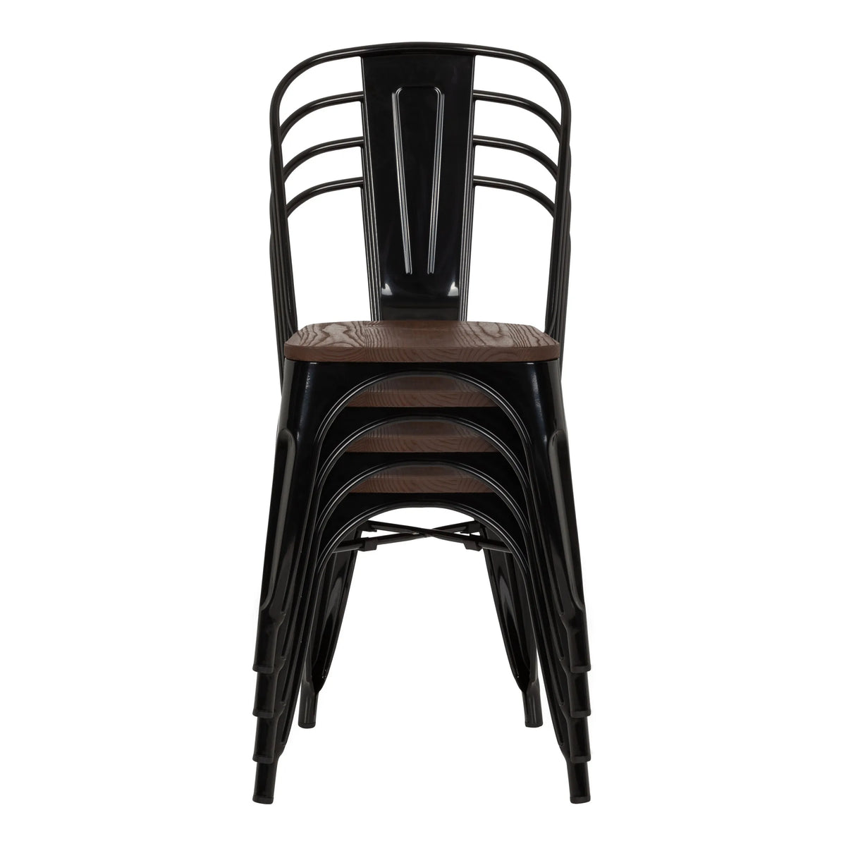 Stabelbare Bistrostole VANTAGGIO COMFORT W i sort med brune sæder fra hjh OFFICE