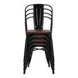 Stabelbare Bistrostole VANTAGGIO COMFORT W i sort med brune sæder fra hjh OFFICE