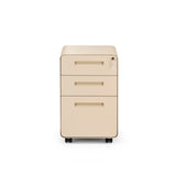 Beige COLOR PLUS I rullecontainer i metal med tre skuffer og fire hjul fra hjh OFFICE – 360-graders visning (forfra 0°)