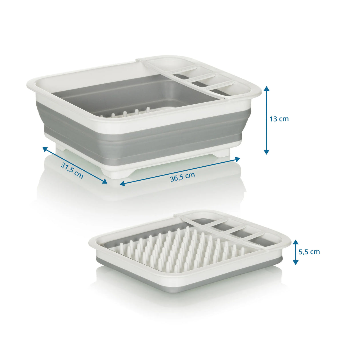 Målvisning af den Foldbar beholder CLEAN SIL med 36,5 × 31,5 cm og en højde på 13 cm fra hjh OFFICE