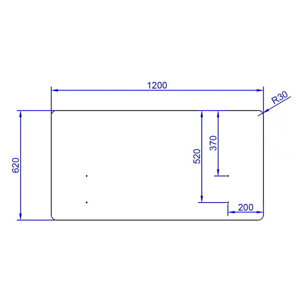 Teknisk tegning af bordopdeler FLEXMIUT D 120 med 120 × 62 cm fra hjh OFFICE