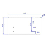 Teknisk tegning af bordopdeler FLEXMIUT D 120 med 120 × 62 cm fra hjh OFFICE
