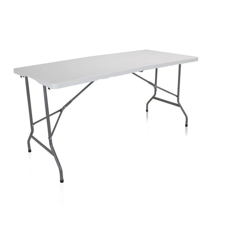 Weißer Klapptisch EASY UP MULTI II mit rechteckiger Platte und grauem Metallgestell von hjh OFFICE