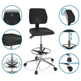 Justerbare funktioner på TOP WORK 11 I diskstol i sort med fodring og hjul fra hjh OFFICE