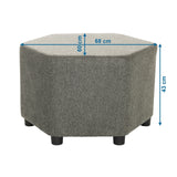 Målvisning af den polstrede skammel BAREO med 68 × 60 cm og en højde på 43 cm fra hjh OFFICE