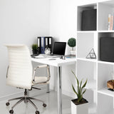 Cremehvid Professionel chefstol ASPERA 10 med quiltet polstring og kromstel fra hjh OFFICE