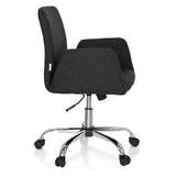 Sort Home Office kontorstol FLOW med armlæn og blankt femstjernet fodkryds med hjul fra hjh OFFICE – 360-graders visning (sideprofil 80°)
