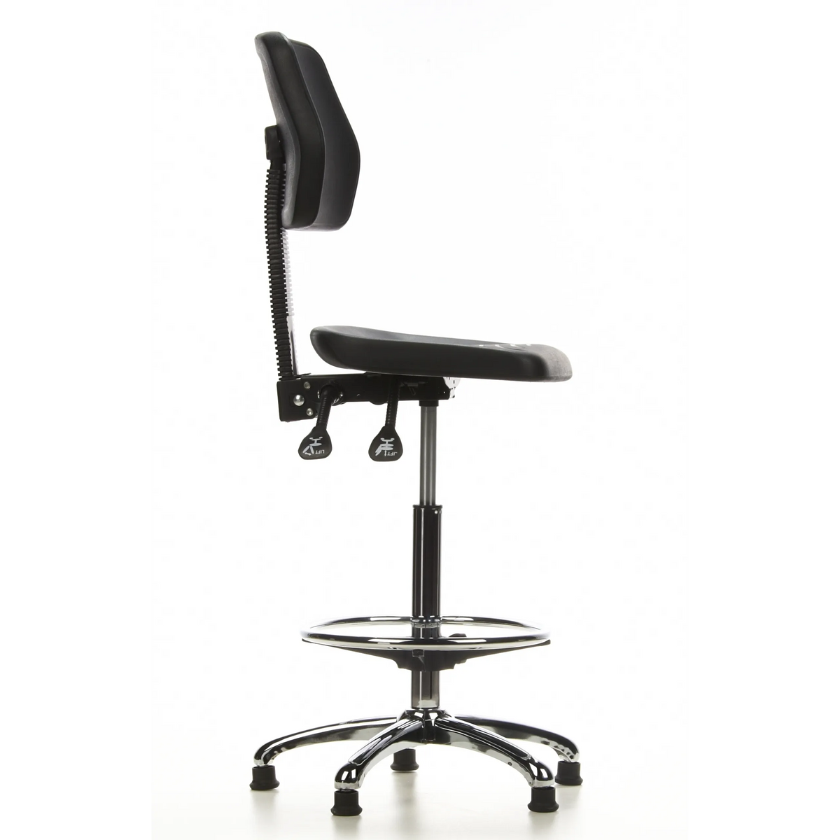 Sort diskstol TOP WORK 11 med fodring og femstjernet fodkryds fra hjh OFFICE – 360-graders visning (sideprofil 80°)