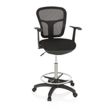 Sort Diskstol TOP WORK 108 med netryg, fodring og femhjulet fodkryds fra hjh OFFICE – 360-graders visning (forfra 20°)