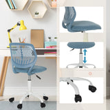 Blå drejestol til børn KID QW med gaslift til højdejustering og hjul på fodkrydset fra hjh OFFICE