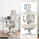 Justerbar nakkestøtte, armlæn og sædehøjde på Ergomy Colore Home Office kontorstol fra MyBuero (AI-genereret billede)