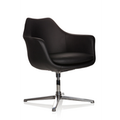 Schwarzer Loungesessel ARTEMIA mit Lederbezug und viersternförmigem Metallfuß von hjh OFFICE