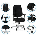 Justerbare funktioner på Professionel kontorstol ZENIT COMFORT i sort med hjul og armlæn fra hjh OFFICE