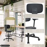 Sort TOP WORK B diskstol med fodring og hjul i forskellige visninger fra hjh OFFICE (AI-genereret billede)