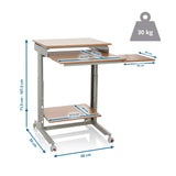 Måltegning af Ståskrivebord WORKSTATION med en bredde på 60 cm og en bæreevne på 30 kg fra hjh OFFICE