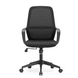 Sort Home Office kontorstol Explorer med netryg og femhjulet fodkryds fra MyBuero – 360-graders visning (forfra 0°)