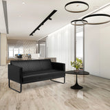 Sort 3-personers loungesofa ARUBA BLACK med quiltet polstring og slanke metalben fra hjh OFFICE