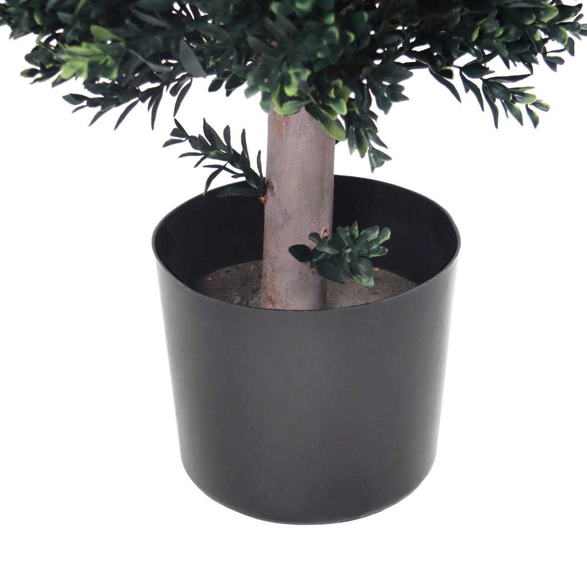 Sort plantepotte med stamme og grønne blade på den Kunstige plante BUXUS fra hjh OFFICE