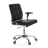 Sort Home Office kontorstol ERNESTO med quiltet polstring og femhjulet fodkryds fra hjh OFFICE – 360-graders visning (skråt forfra 60°)