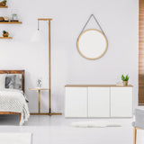 Sideboard KELO S in Weiß mit Eichenholzplatte von hjh LIVING