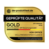 Sort Papirkurv Clean 9 med tre rum, låg i rustfrit stål og håndtag fra hjh OFFICE