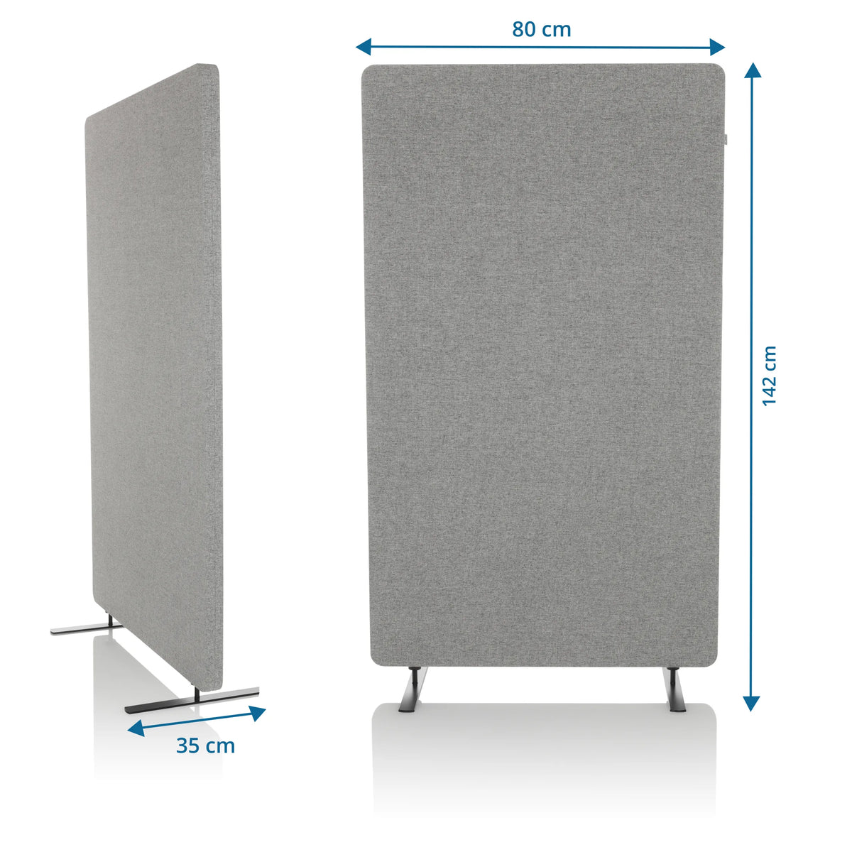 Måltegning af Skillevæg FLEXMIUT STAND med 142 × 80 cm i lysegrå fra hjh OFFICE