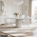 Stol med fire ben CRISTALIO i transparent udgave med rund rygstøtte fra hjh LIVING