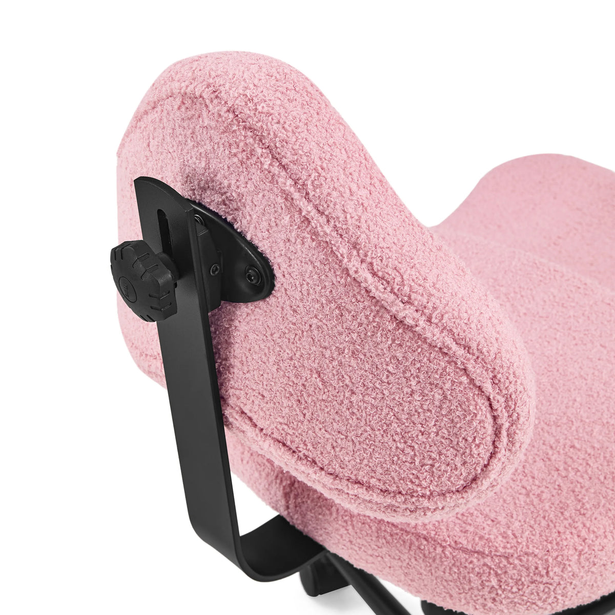 Schwarze Verstellvorrichtung und rosa Strukturbezug des Meditationsstuhls Asanasit von hjh LIVING