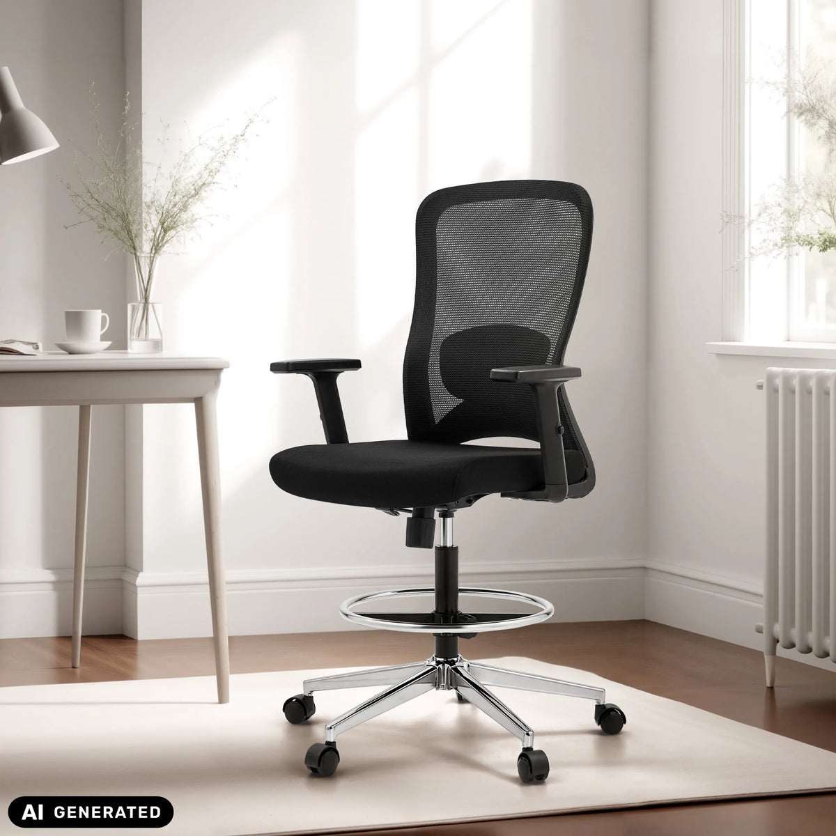 Sort Top Work 44 arbejdsstol med netryglæn og fodring fra hjh OFFICE (AI-genereret billede)