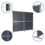 Grå FLEXMIUT MODUL skillevægge med aluminiumsramme, T-fod og lydabsorberende fyld fra hjh OFFICE