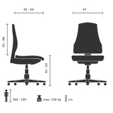 Technische Zeichnung des Luxus-Chefsessel ROVO XP mit einer maximalen Belastbarkeit von 130 kg von Rovo Chair