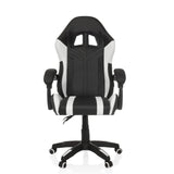 Sort og hvid Spillestol GAMEBREAKER W02 med femhjulet fodkryds fra MyBuero – 360-graders visning (forfra 0°)