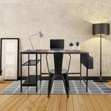 Skrivebord WORKSPACE H I i sort og brun med integreret hylde og opbevaring fra hjh OFFICE