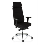 Sort Professionel kontorstol MOVE-TEC PRO 3D med nakkestøtte og femhjulet fodkryds fra hjh OFFICE – 360-graders visning (skråt forfra 40°)